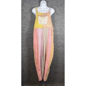 Sacred Threads Women's Patchwork Overalls 100% Cotton Boho Hippie Cottagecore S